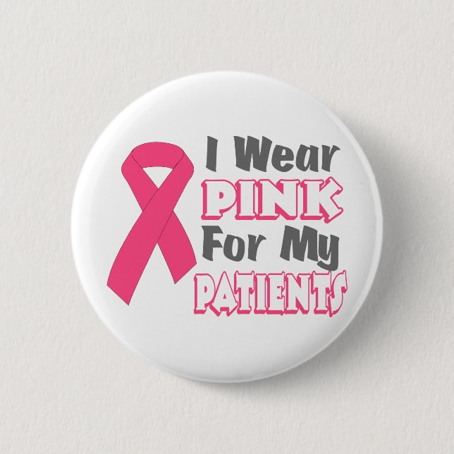 Badge Rond 5 Cm Je porte le rose pour mes patients (version B) (Devant)