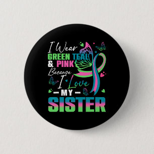 Badge Rond 5 Cm Je Porte Le Rose Turquoise Vert Parce Que J'Aime M