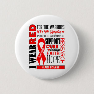 Badge Rond 5 Cm Je Porte Le Rouge Pour Les Guerriers Red Ribbon He