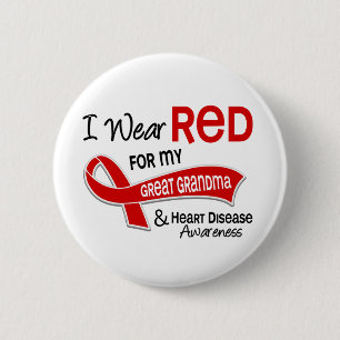 Badge Rond 5 Cm Je porte le rouge pour ma grande maladie cardiaque