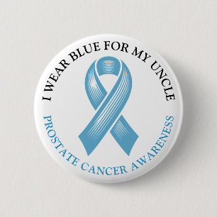 Badge Rond 5 Cm Je porte le ruban bleu pour mon oncle Cancer de la