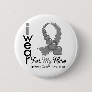 Badge Rond 5 Cm Je Porte Le Ruban Cancer Du Cerveau Pour Mon Héro
