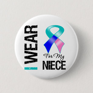 Badge Rond 5 Cm Je porte le ruban de cancer de la thyroïde pour m