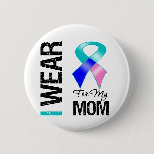 Badge Rond 5 Cm Je porte le ruban de cancer de la thyroïde pour m