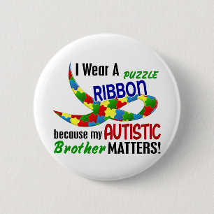 Badge Rond 5 Cm Je porte le ruban de puzzle pour mon AUTISME du