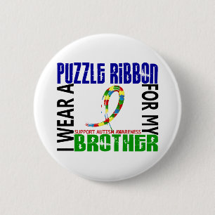 Badge Rond 5 Cm Je porte le ruban de puzzle pour mon autisme du