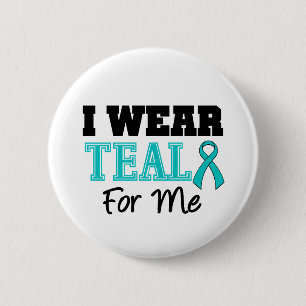 Badge Rond 5 Cm Je porte le ruban turquoise pour moi