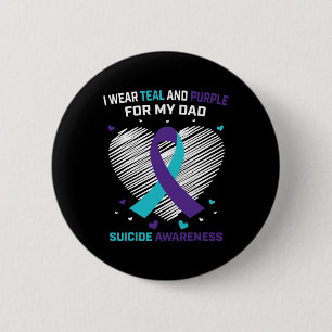 Badge Rond 5 Cm Je Porte Le Turquoise Et Le Violet Pour Papa Sensi