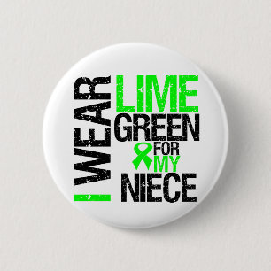 Badge Rond 5 Cm Je porte le vert de chaux pour mon lymphome de