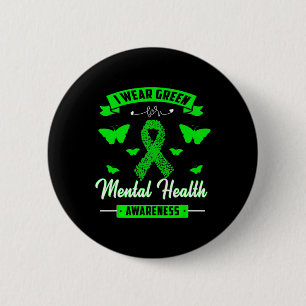 Badge Rond 5 Cm Je Porte Le Vert Pour La Sensibilisation À La Sant