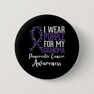 Badge Rond 5 Cm Je Porte Le Violet Pour Ma Grand-Mère Cancer Pancr