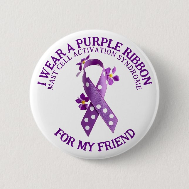 Badge Rond 5 Cm Je porte le violet pour mon ami | MCAS Mast, cellu (Devant)