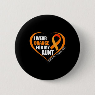 Badge Rond 5 Cm Je Porte L'Orange Pour Ma Tante Leucémie Sensibili