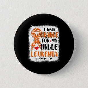 Badge Rond 5 Cm Je Porte L'Orange Pour Mon Oncle Leucémie Sensibil