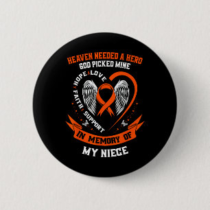 Badge Rond 5 Cm Je Porte Orange En Mémoire De Ma Leucémie Nièce Co