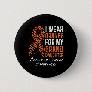 Badge Rond 5 Cm Je porte orange pour la leucémie de ma petite-fill