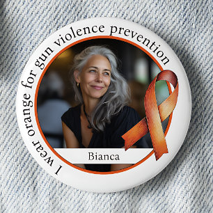 Badge Rond 5 Cm Je porte orange pour la prévention de la violence