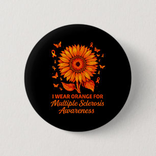 Badge Rond 5 Cm Je porte orange pour la sensibilisation à la sclér