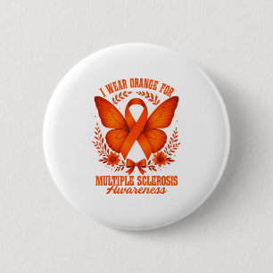 Badge Rond 5 Cm Je porte orange pour la sensibilisation à la sclér