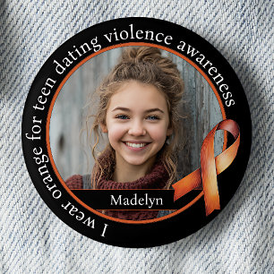 Badge Rond 5 Cm Je porte orange pour la sensibilisation à la viole