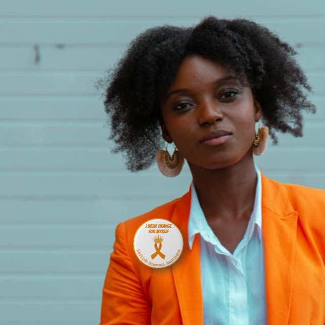 Badge Rond 5 Cm Je porte Orange pour moi Sclérose en plaques (Créateur téléchargé)