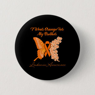 Badge Rond 5 Cm Je porte Orange pour mon Frère - Leucémie