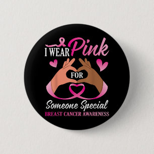 Badge Rond 5 Cm Je Porte Pink Gnome Sensibilisation au cancer du s