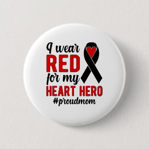 Badge Rond 5 Cm Je Porte Rouge Fière Chd Guerrier Mère Chd Sensibi