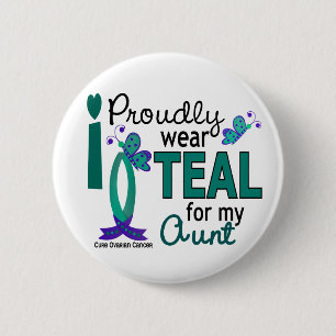 Badge Rond 5 Cm Je porte Teal pour ma tante 27 Cancer ovarien