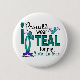 Badge Rond 5 Cm Je porte Teal pour mon Cancer ovarien de la