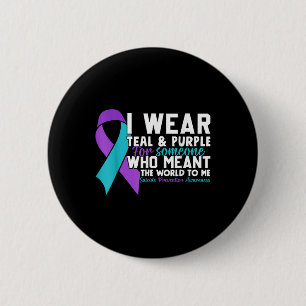 Badge Rond 5 Cm Je Porte Turquoise & ; Purple Pour Quelqu'Un Qu