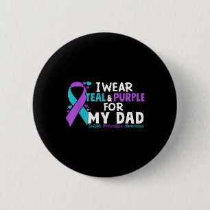 Badge Rond 5 Cm Je Porte Turquoise & Violet Pour Mon Père Suic