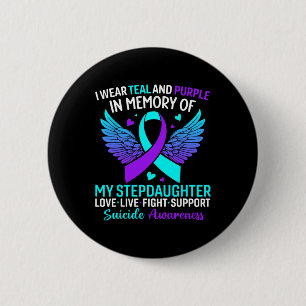 Badge Rond 5 Cm Je Porte Turquoise Et Violet Pour Le Suicide Stepg