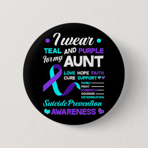Badge Rond 5 Cm Je Porte Turquoise Et Violet Pour Ma Tante Suicide