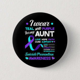 Badge Rond 5 Cm Je Porte Turquoise Et Violet Pour Ma Tante Suicide