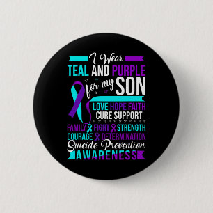 Badge Rond 5 Cm Je Porte Turquoise Et Violet Pour Mon Fils Suicide