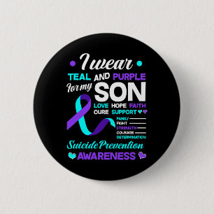 Badge Rond 5 Cm Je Porte Turquoise Et Violet Pour Mon Fils Suicide
