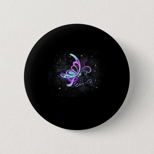 Badge Rond 5 Cm Je Porte Turquoise Et Violet Pour Quelqu'Un Que J' (Devant)