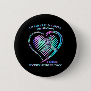 Badge Rond 5 Cm Je Porte Turquoise Et Violet Pour Quelqu'Un Que Je