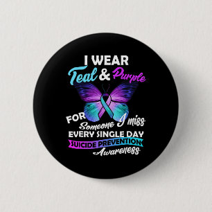 Badge Rond 5 Cm Je Porte Turquoise Et Violet Pour Quelqu'Un Que Je