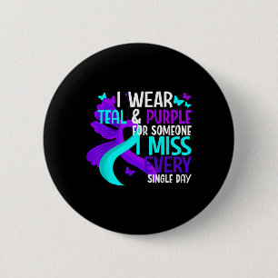 Badge Rond 5 Cm Je Porte Turquoise Et Violet Pour Quelqu'Un Qui Me