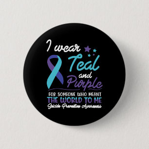 Badge Rond 5 Cm Je Porte Turquoise Et Violet Pour Quelqu'Un Qui Ve