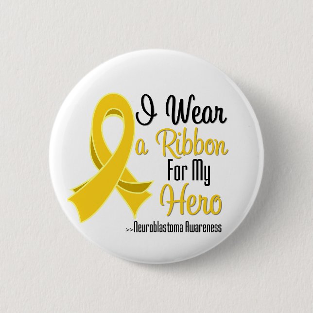 Badge Rond 5 Cm Je porte un ruban pour mon héros - Neuroblastoma (Devant)