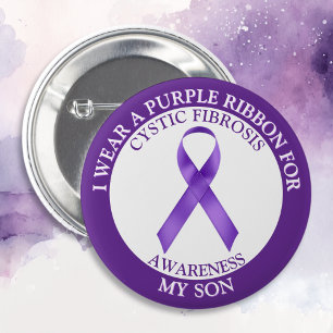 Badge Rond 5 Cm Je porte un ruban violet des FC pour mon fils