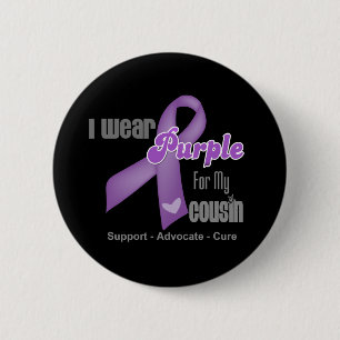 Badge Rond 5 Cm Je porte un ruban violet pour mon cousin
