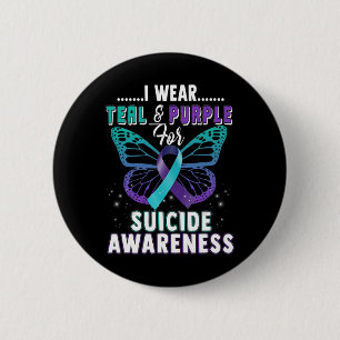 Badge Rond 5 Cm Je porte un soutien Turquoise et pourpre Sensibili