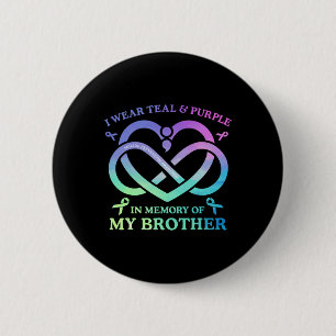 Badge Rond 5 Cm Je Porte Une Mémoire Turquoise Et Violette De Mon 