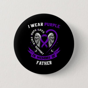 Badge Rond 5 Cm Je Porte Violet En Mémoire Du Père Papa Pancréatiq