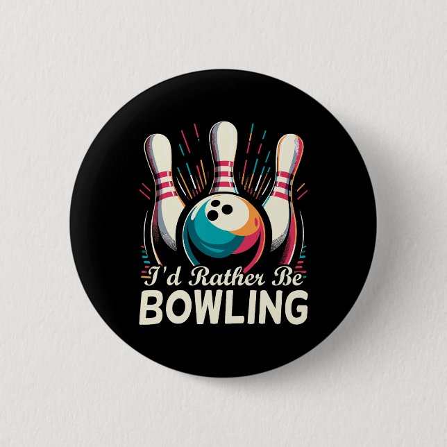 Badge Rond 5 Cm Je Préfère Bowling Funny Bowling Bowler (Devant)