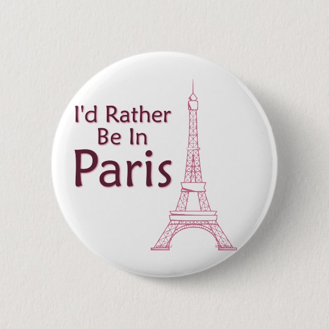 Badge Rond 5 Cm Je Préférerais Être À Paris (Devant)